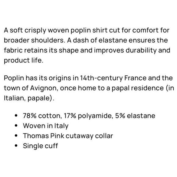 Thomas Pink White Athletic Fit Stretch Plain Poplin Dress Shirt Sz 17/43R - Picture 9 of 9